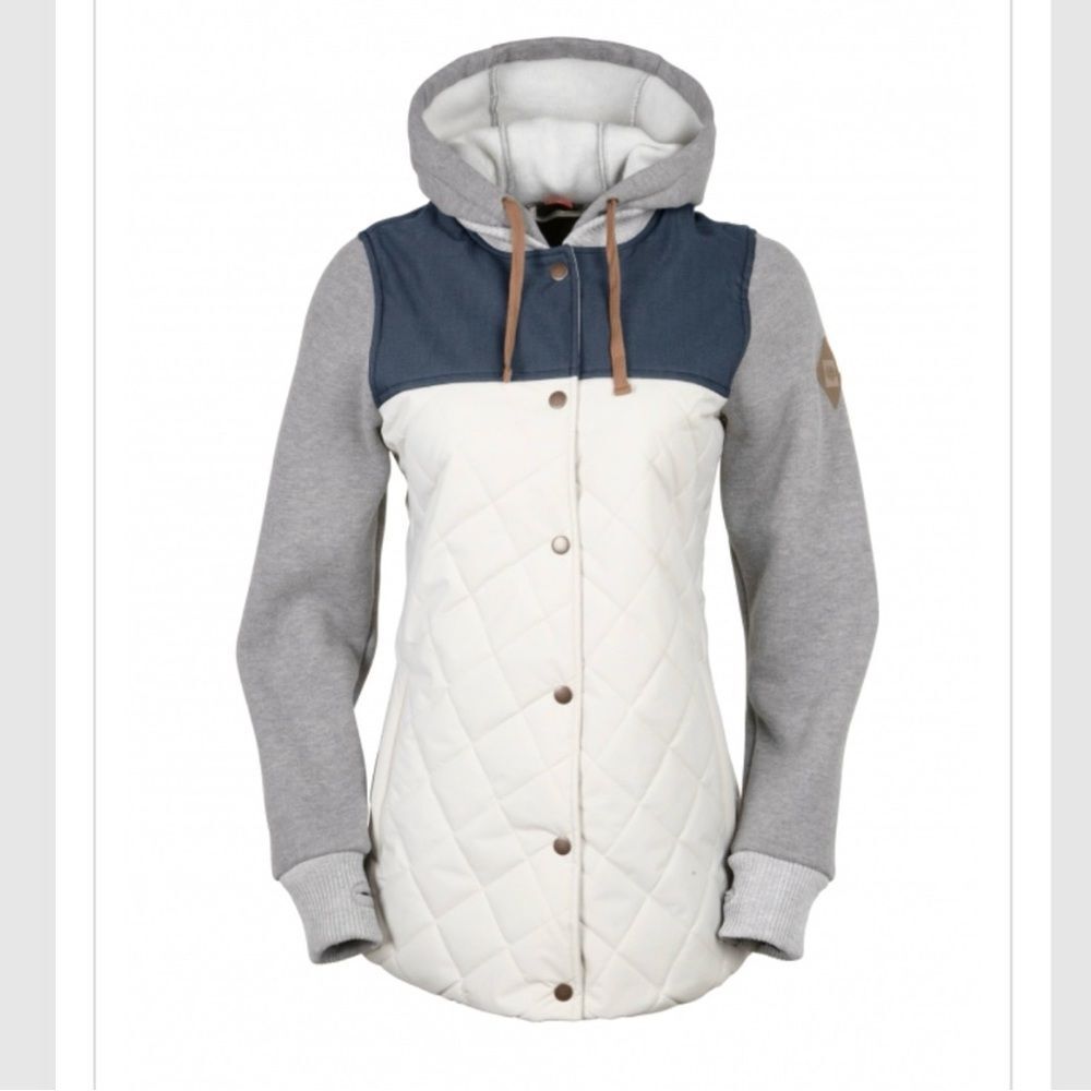686 Parklan Autumn Insulated Quilted Hooded Jacket Burch Blue Size S